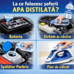 Apa distilată în mașină se folosește în principal pentru sistemul de răcire (diluarea antigelului), pentru a preveni depunerile de calcar și rugină, precum și pentru completarea lichidului la acumulatorii auto (baterii), deoarece nu conține minerale care să deterioreze componentele, asigurând astfel o funcționare optimă și prelungind durata de viață a acestora.