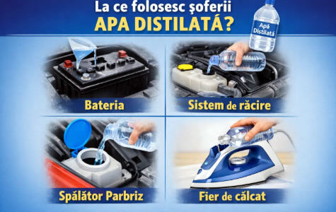 Apa distilată în mașină se folosește în principal pentru sistemul de răcire (diluarea antigelului), pentru a preveni depunerile de calcar și rugină, precum și pentru completarea lichidului la acumulatorii auto (baterii), deoarece nu conține minerale care să deterioreze componentele, asigurând astfel o funcționare optimă și prelungind durata de viață a acestora.