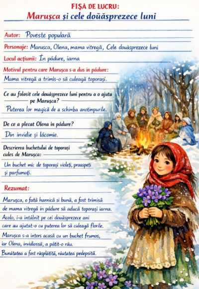 marusca si cele douasprezece luni fisa de lucru