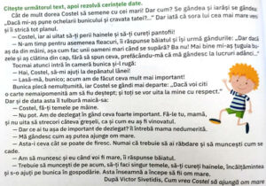 Citeste urmatorul text apoi rezolva cerintele